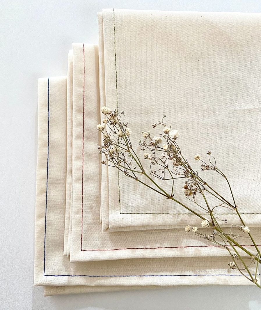 Mouchoirs En Tissu Bio 100% Coton GOTS - Lot De 12, 28x28 Cm, Blanc, Lavables