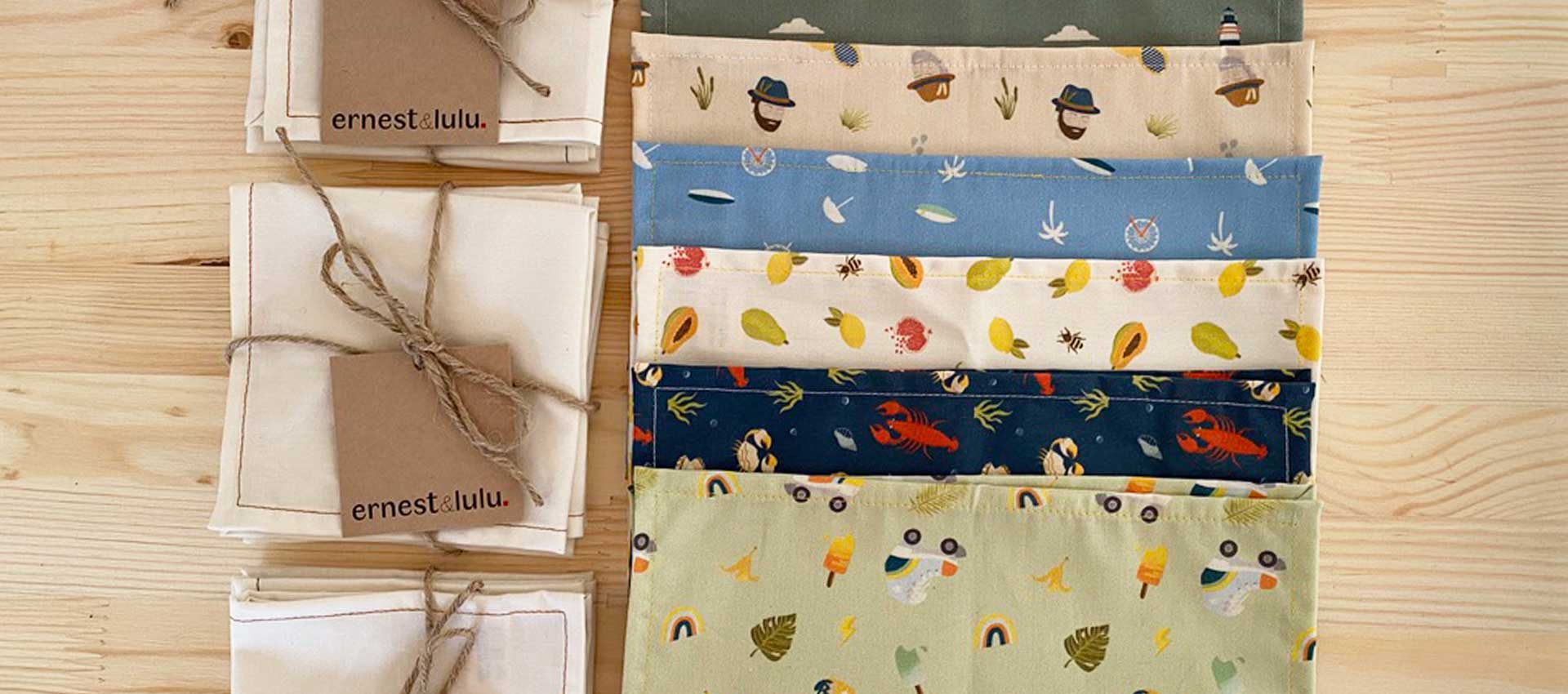 mouchoirs en tissu bio ernest et lulu imprimés originaux et exclusifs